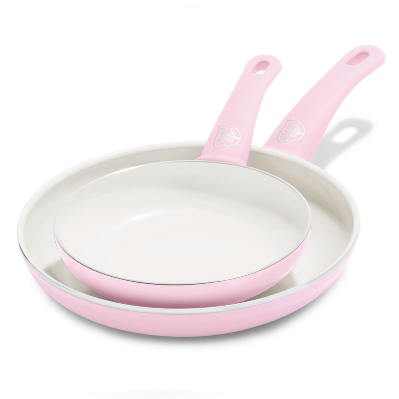 GreenLife Soft Grip 7 in. and 10 in. Non-Stick Frypan Set, Pink