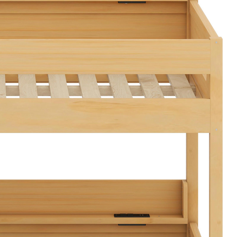 Lit superposé moderne avec tablettes intégrées et connectivité USB, Bois
