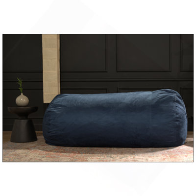 Fauteuil à billes en suède cylindrique traditionnel de 8 pieds Jasper, bleu