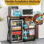 Mini support de réfrigérateur 41,7 pouces, support à micro-ondes à 3 niveaux avec prise de courant, tablettes de rangement, panier et plateau coulissant, organisateur de bar à café robuste pour petits espaces 160 lb