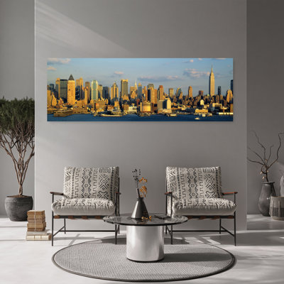 Hudson River, horizon de la ville, New York, État de New York, États-Unis, art contemporain abstrait, art mural