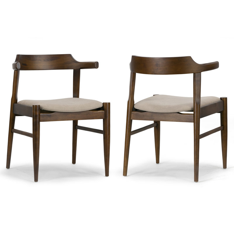 Ashton 17.91'' H Upholstered Side Chair, Walnut/Beige
