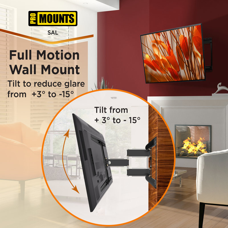 ProMounts Premium Articulating/Full Motion TV Wall Mount for 37" - 85" Screens, Holds up to 120 lbs.