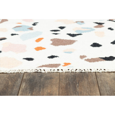Tapis abstrait en laine tissé à plat à la main Jem Terri