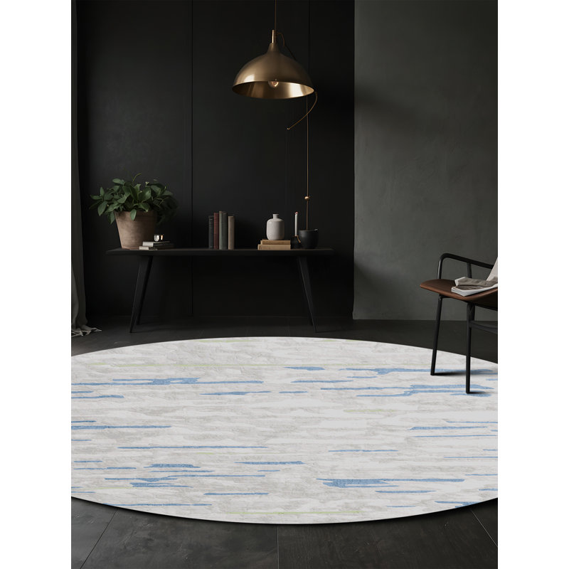 Tapis gris lavable à la machine, Rond 4 pi