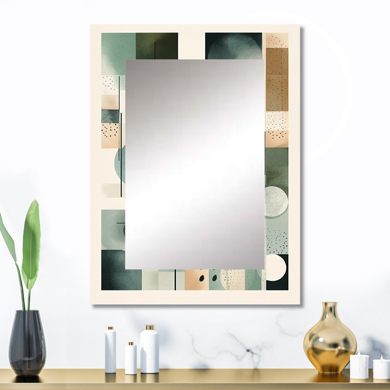 Vert, noir, minimalisme, calme profonds I - miroir minimaliste, miroir mural décoratif moderne, impression d'art en métal