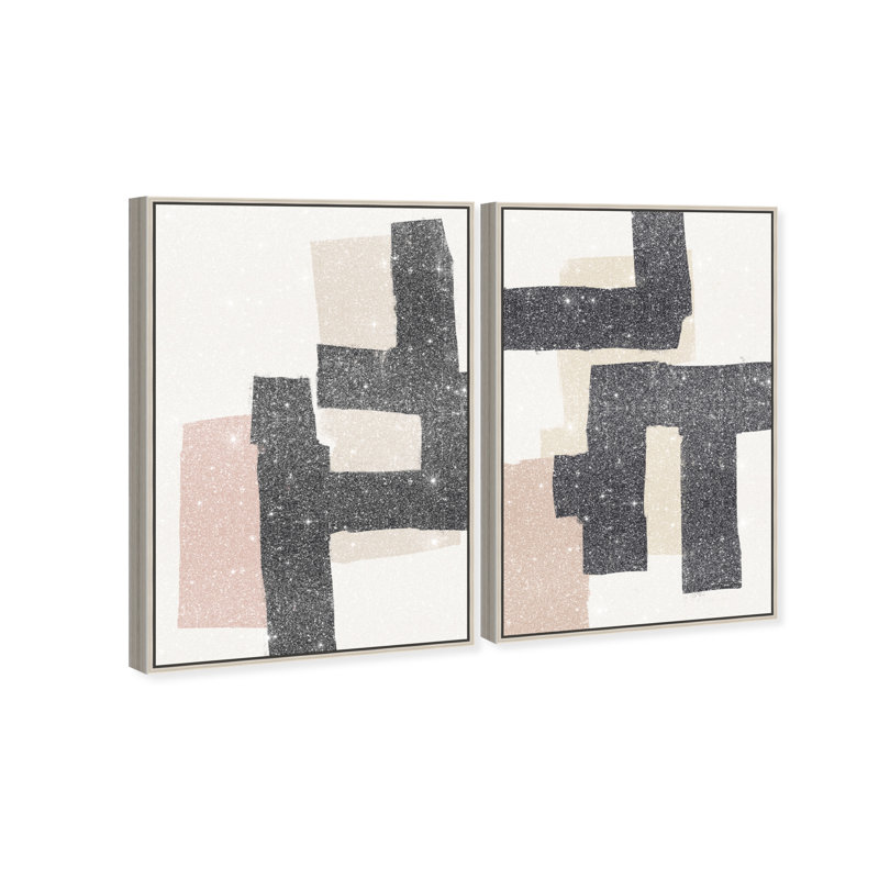 Nowhere Set Abstract Canvas Print by Oliver Gal, Black Frame, 10 x 15, 25"H x 37"W, Silver Floater Frame