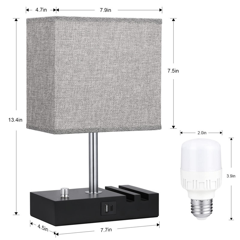 Alfonsas Dimmable Table Lamp With USB Charging Ports