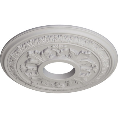 Endurathane Baltimore Ceiling Medallion, 15 3/8"OD x 4 1/4"ID x 1 1/2"P (Fits Canopies up to 5 1/2"), Hand-Painted Ultra Pure White Finish