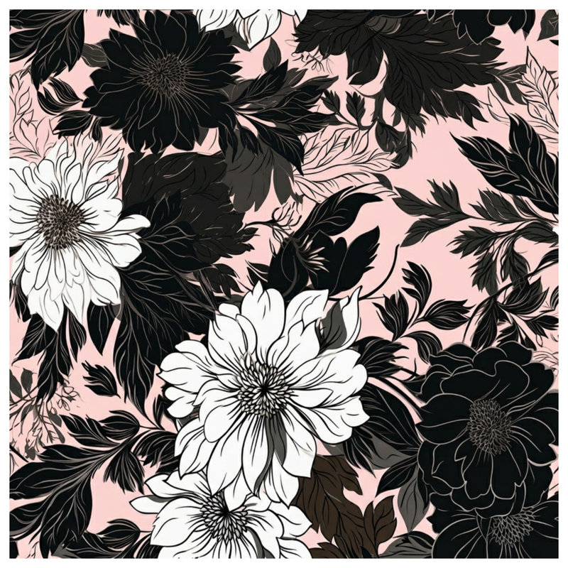 Édredon noir et fleurs blanches, Grand lit