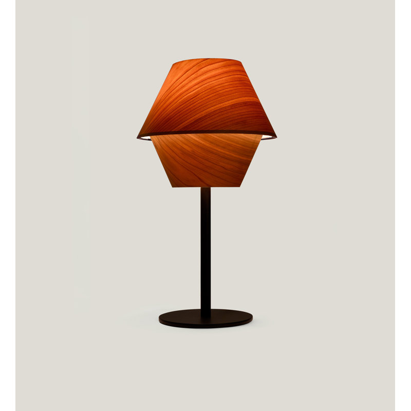 Hotel Table Lamp, Natural Cherry, Matte Black, Dimmable