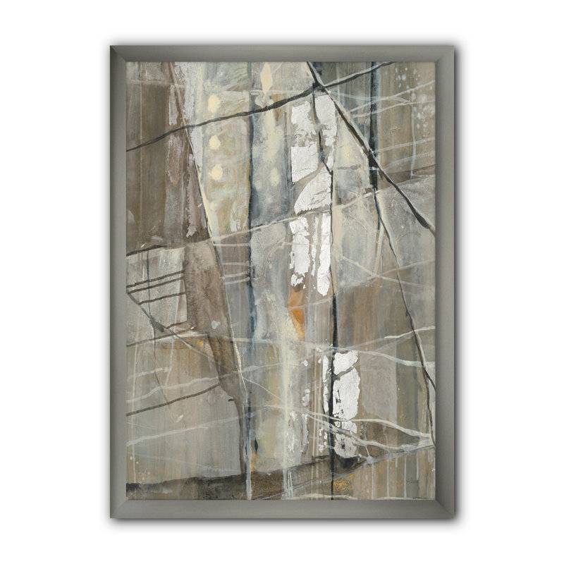 «Gray Silver Geometric Composition», reproduction sur toile encadrée, H 40 po x l 30 po x P 1,5 po, Cadre argenté