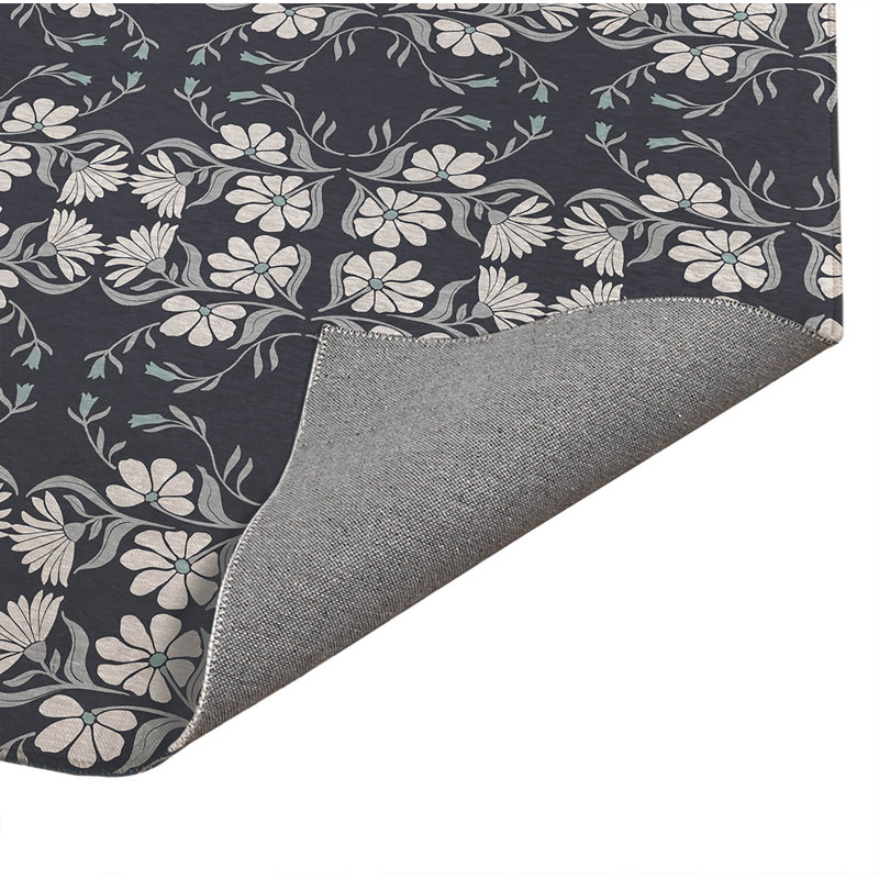 Tapis à linge Groovy Flowers, Gris anthracite, Rectangle 4pi x 6 pi