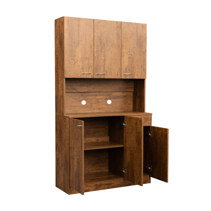 72,05 po de hauteur pour garde-robe et armoire de cuisine pour la chambre à coucher. Couleur noyer avec 6 portes, 1 tiroir, tablette ouverte. Stable, facile à nettoyer et à assembler dans la chambre à coucher en noyer. Installation fiable et rapide