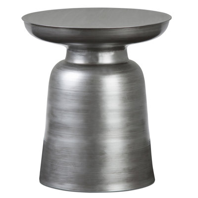  Contemporary 18" Silver Metal Round End Table