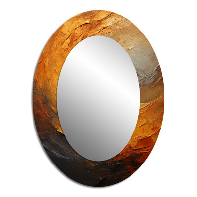 Gold Orange Desert Mirage Spiral I - Gold Oval Wall Mirror Decor