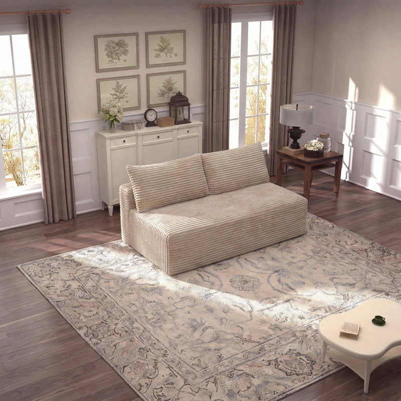 Causeuse modulaire sans accoudoirs, Camel