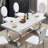 70" Faux Marble Top Metal Base Dining Table-93234940-93234941