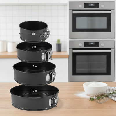 Black Springform Cake Mold Set, Non-Stick And Leak-Proof, With A Removable Bottom, Suitable For Cheesecake Baking.