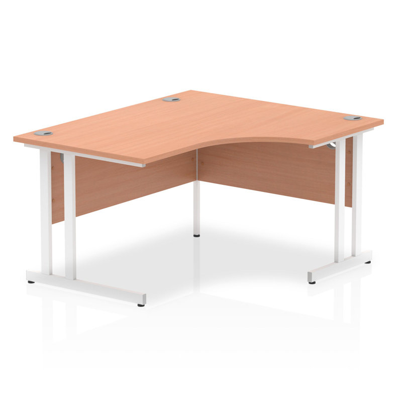 Tibay Commercial Use 140Cm W L-Shape Computer Desk, Beech, White, Right Hand Return