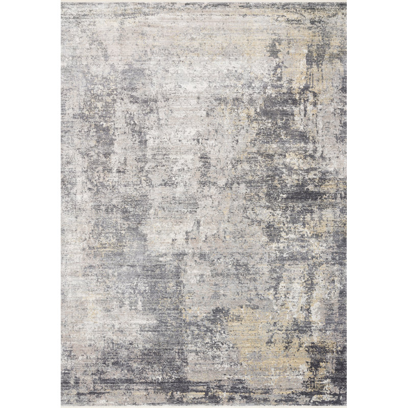 Tapis de zone grise abstract Nikhil, Rectangle 3 pi 7 po x 5 po
