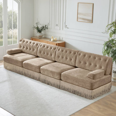 135" Modular Chesterfield Upholstered Velvet Sofa