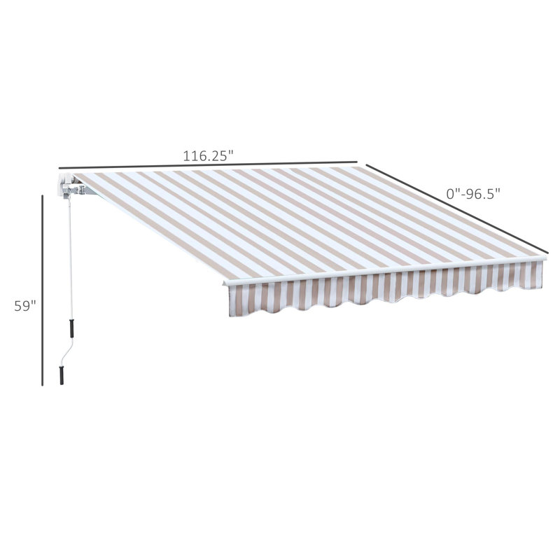 Auvents rétractables, Rayures beiges, H 59 po x l 116,3 po x P 96,5 po