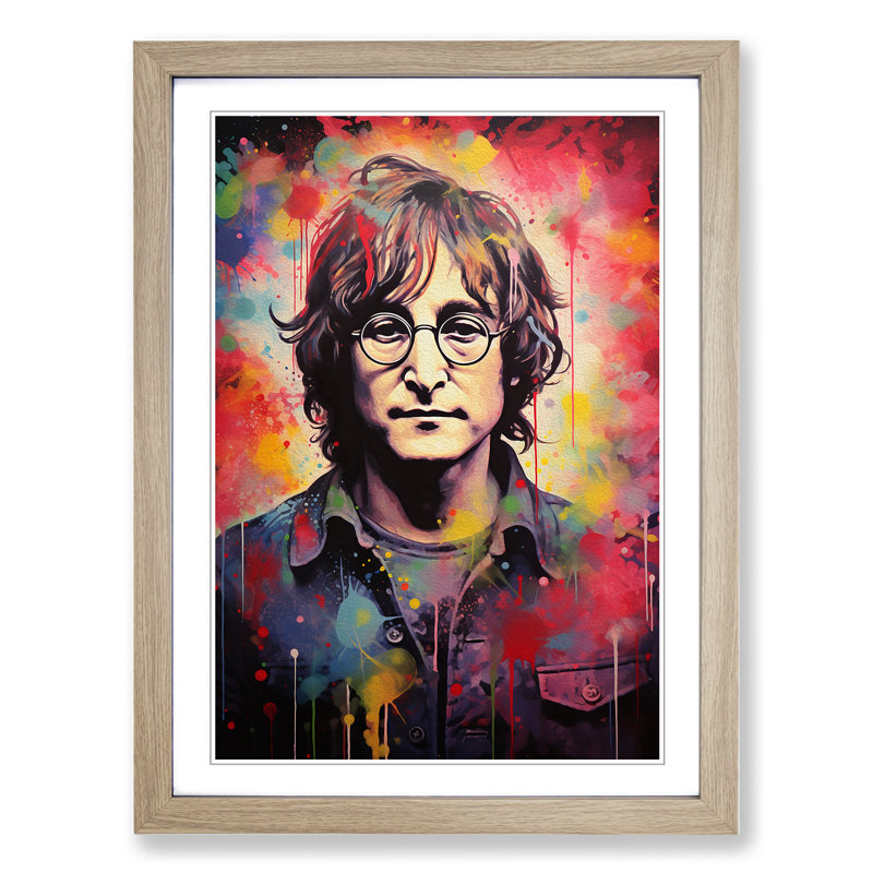 John Lennon Contemporary - Framed Print, 34cm H x 25cm W x 2cm D, Oak Framed
