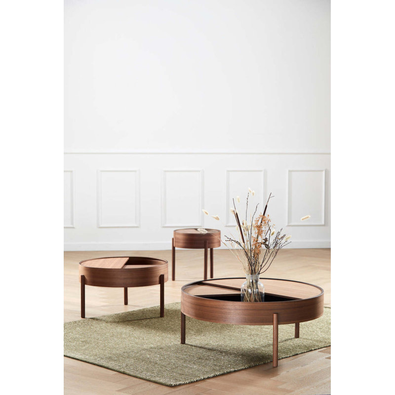 Arc Coffe Table, Matt Lacquered Walnut, 15" H x 26" L x 26" W