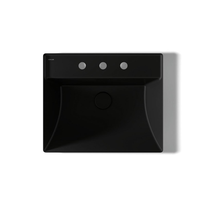 Brazn Rectangle Vessel Bathroom Sink, Honed Black, Honed Black, 4" Centers