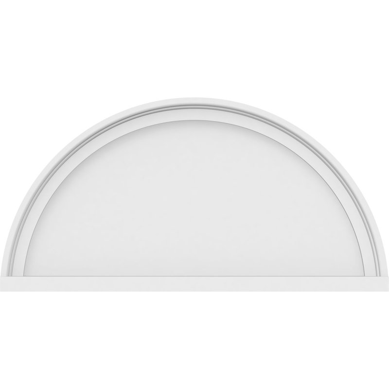 26"W x 13"H x 2"P Half Round Smooth Architectural Grade PVC Pediment, 13" H  x 26" W  x 2" D