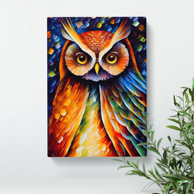 Portrait Of A Long Eared Owl No.7 - Wrapped Canvas, 60cm H x 40cm W x 3cm D
