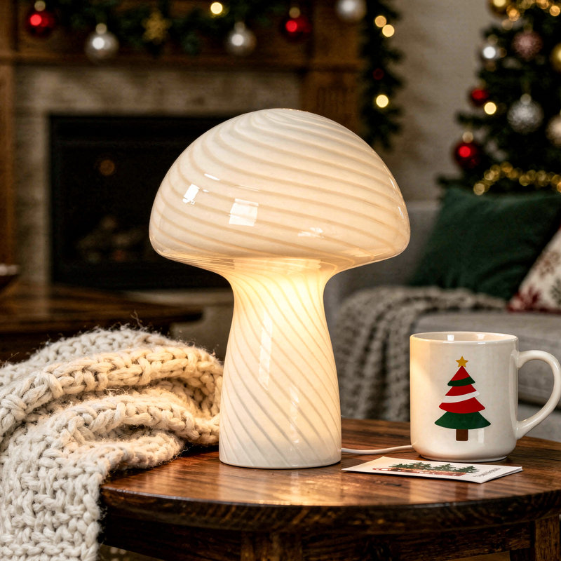 Lampe de fantaisie en verre Keaten, Blanc