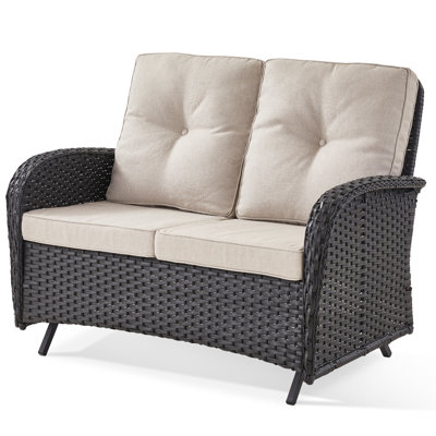 Valierius Stylish Patio Loveseat Glider Sofa With Water-Resistant Cushions - Smooth Gliding Experience And Durable Design For Backyard, Garden, And Ba by Red Barrel Studio