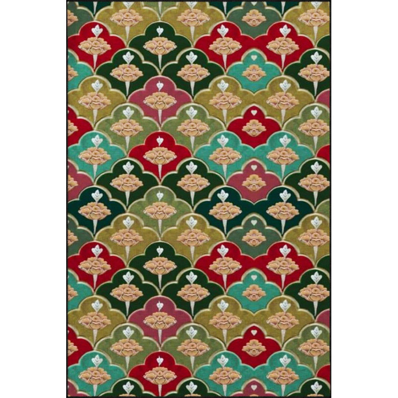Tapis tissé à motif floral coloré, Sous-tapis carré 3 pi 3 po inclus