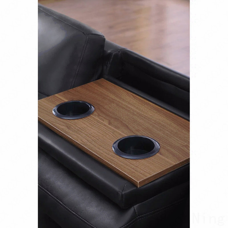 Canapé modulaire en forme de L noir avec rangement et porte-gobelets 2 pièces