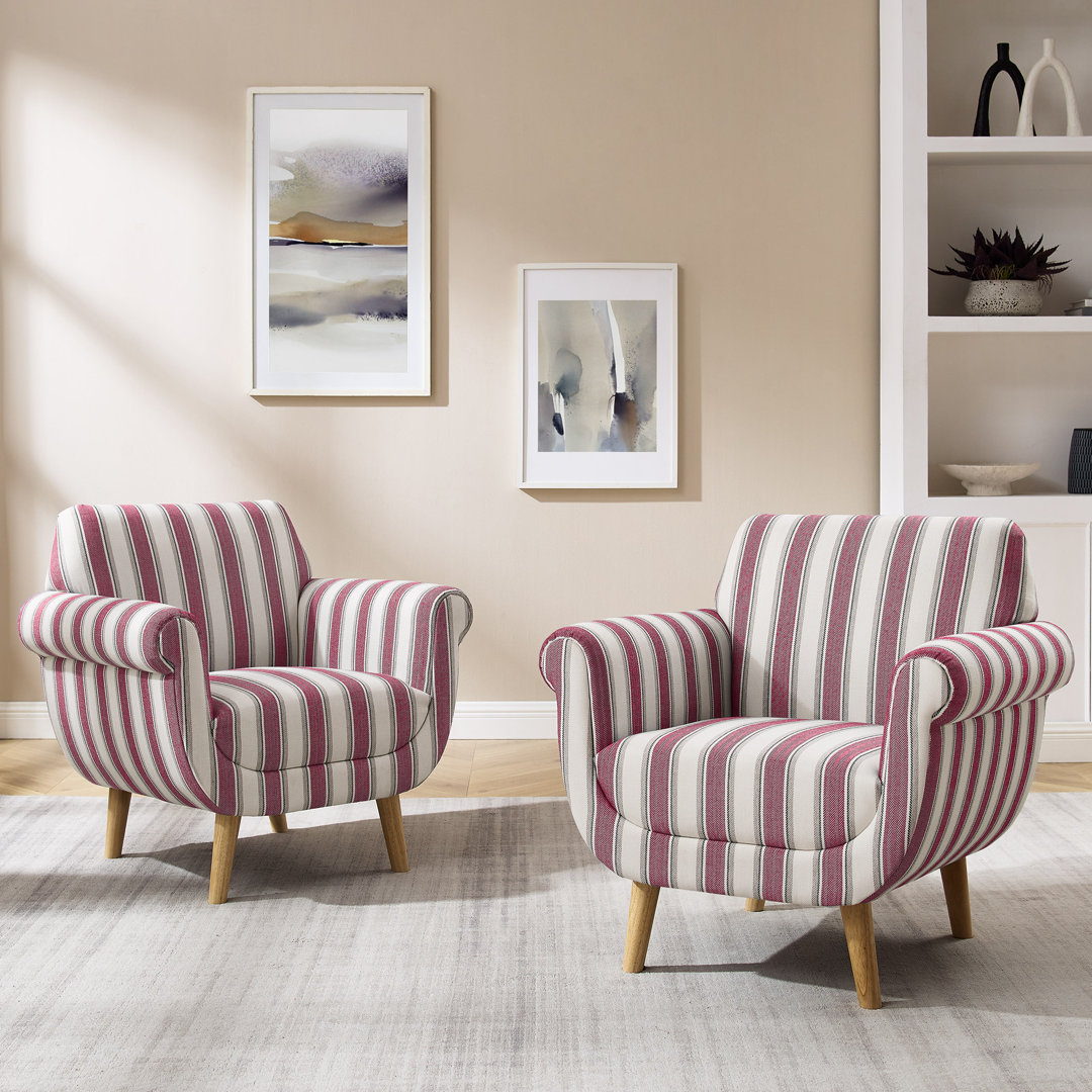 Set Of 2, 29.92In Striped Fabric Accent Chair Corrigan Studio® Fabric OR Leather 