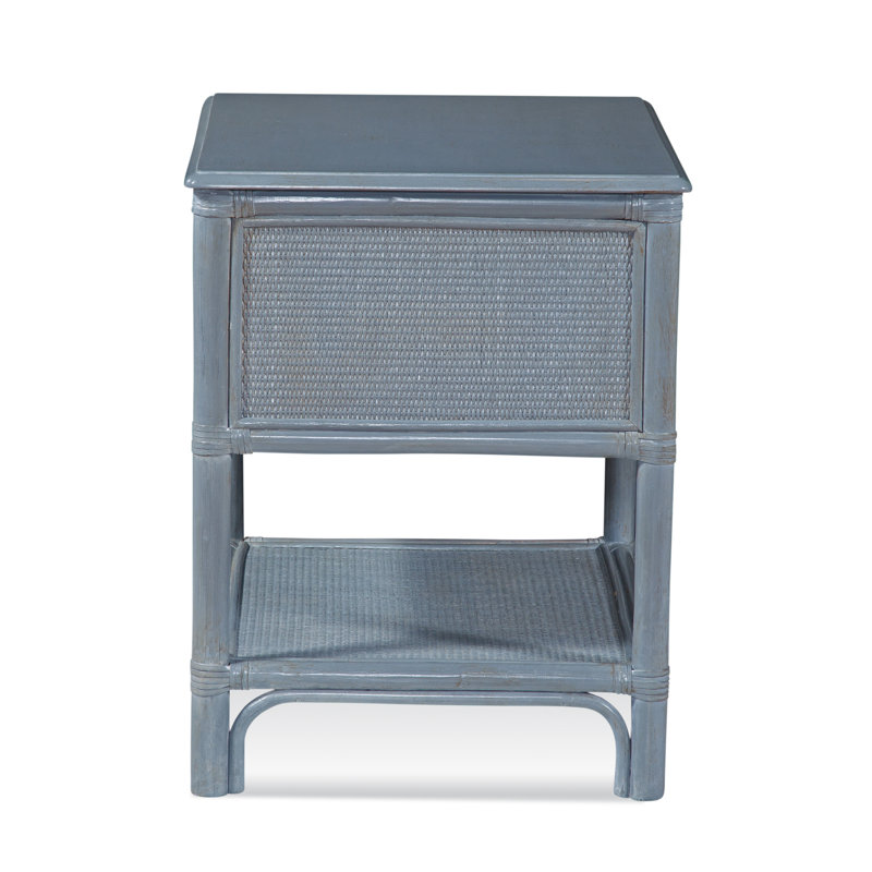 Summer Retreat 2 - Drawer Rattan Nightstand, Sea Glass