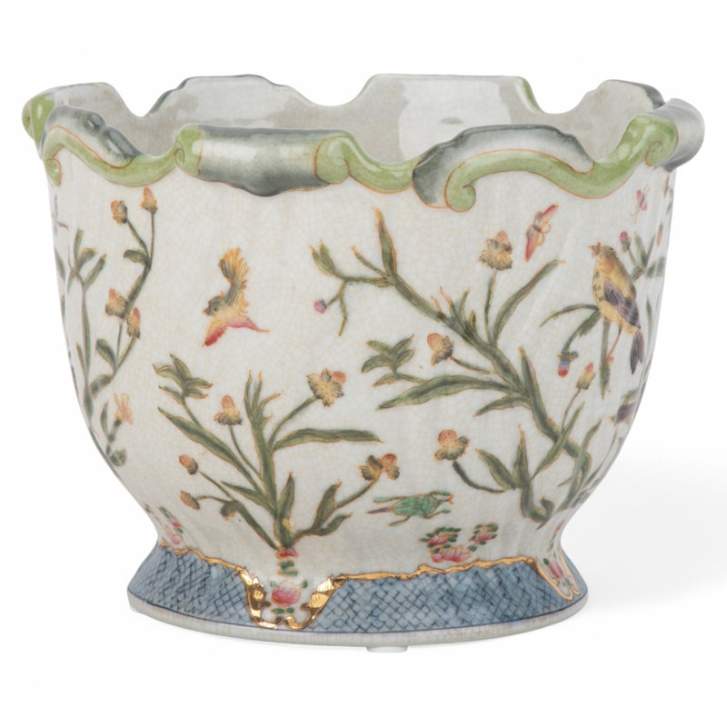 Porcelain Scallop Planter Satin Grass