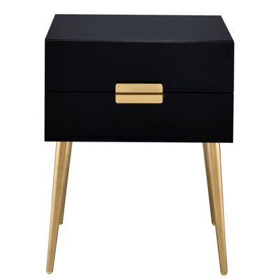 Black Side Table With 2 Drawers, Compact Decorative Piece And Drawers - Space Saving In Areas End, Side, Or Night Alternatives Elegant Legs