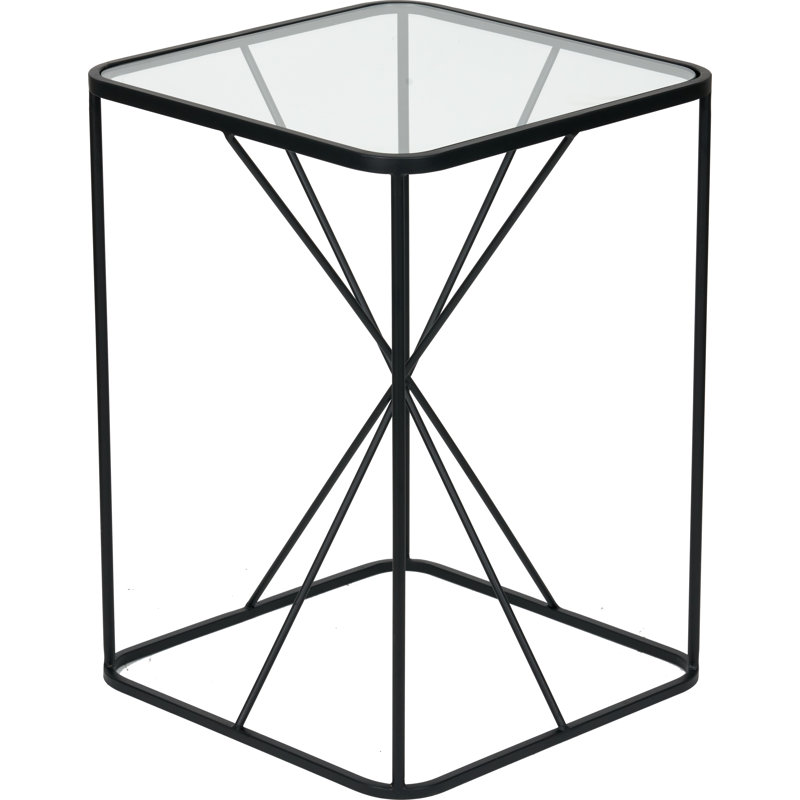 Butoves Glass Top Frame End Table