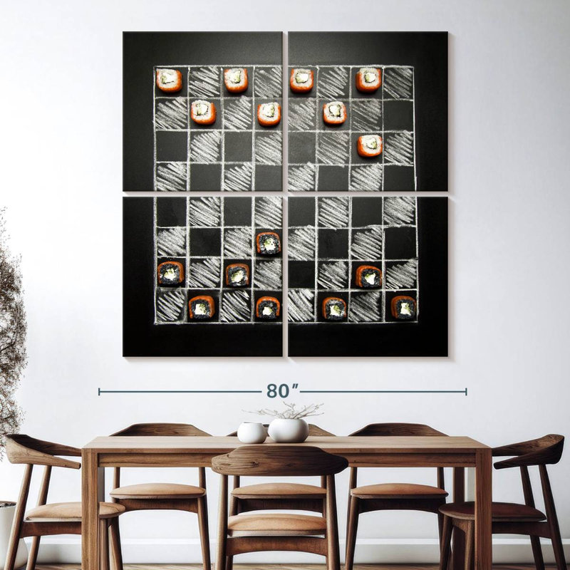 Senne Chalkboard Chess With Sushi, 74" H x 74" W