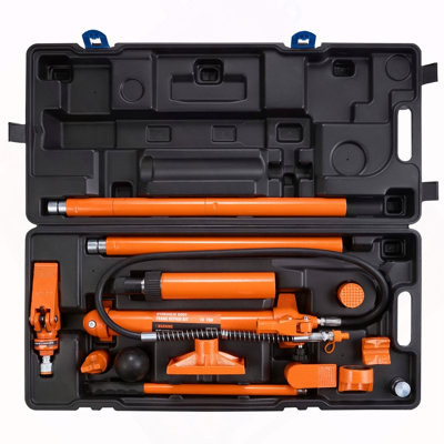 10 Ton Porta Power Kit, Hydraulic Ram with Pump, Car Jack with 4.6 ft/1.4 m Oil Hose, Bent Frame Repair Tool with Storage Case for Automotive, Garage, Heavy Equipment, Mechanic (22046 LBS)