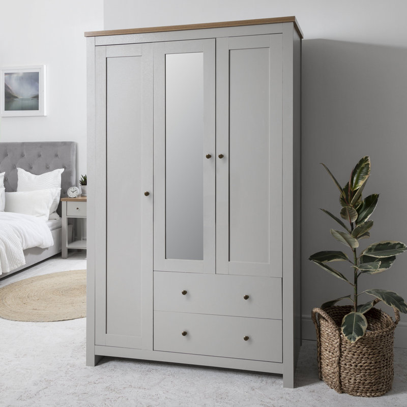 Maryhannah 3 Door Manufactured Wood Wardrobe, Grey