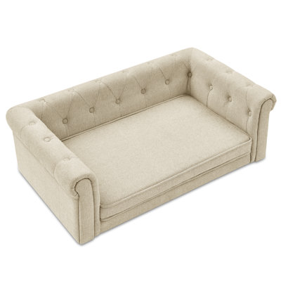 Modern Stylish Dog Bed For Medium/Large Dogs, Beige, Breathable Padding Comfortable Large Breed Bed, Mite