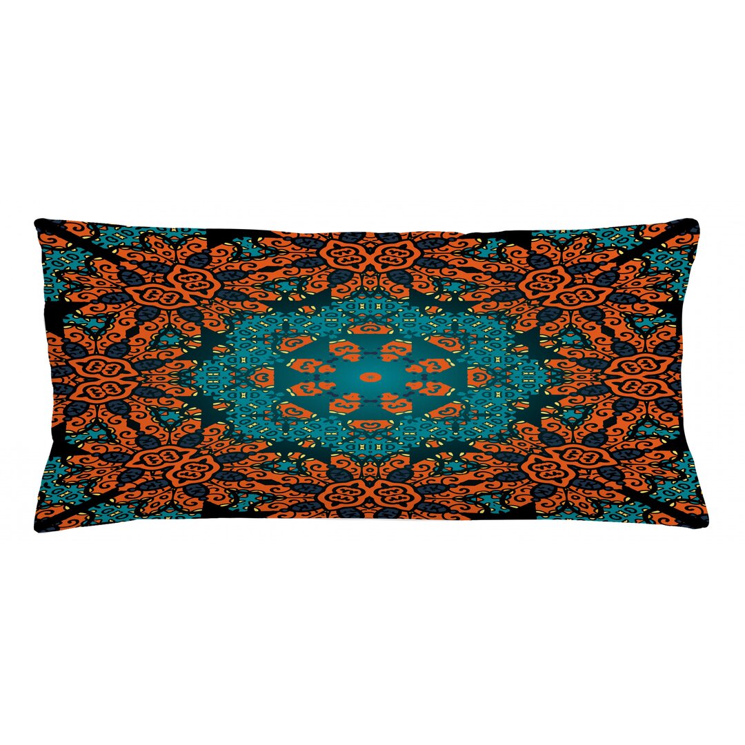 Kissenbezug, Floral Boho Hippie, Psychedelisch, Teal orange