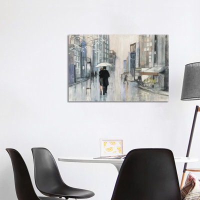 Spring Rain New York Neutral 1 Piece Wrapped Canvas Painting