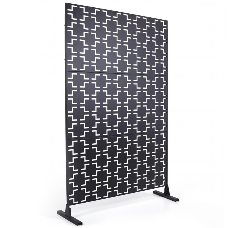 70"X48" Metal Privacy Screen Outdoor, Galvanized Steel Decorative Fence Panels, Freestanding Laser Cut Privacy Panel for Backyard, Balcony, Patio, Garden, Weather Resistant