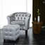 Fauteuil de baignoire avec repose-pieds en similicuir argenté-248619411