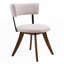 Chaise de salle à manger rembourrée moderne avec dossier incurvé, tissu beige et base en bois d'hévéa noyer, ensemble de 2-1191453019